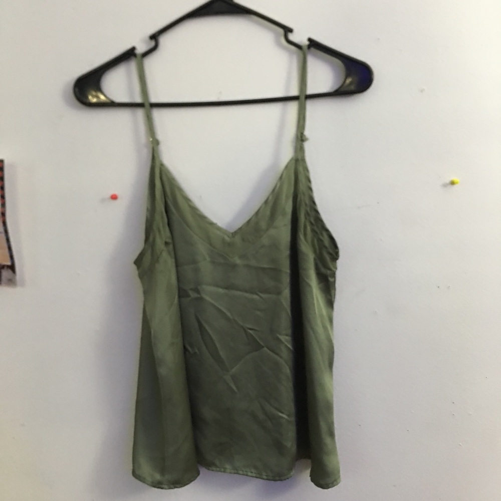 Green satin blouse